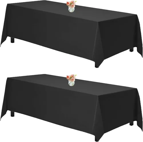 Vista 20 de Mantel rectangular de poliéster, manteles para mesas rectangulares de 6 pies, manteles de tela decorativa lavable para bodas, banquetes y campamento
