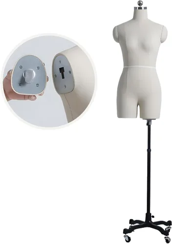 Vista 8 de Adjustable Female Dress Form Mannequin with Arms - Size S Foam Model for Sewing, Tailoring, Fashion Design, Custom Fitting with Insertable Pins