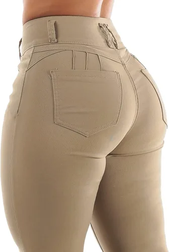 Vista 5 de Moda Xpress Levantacola - Pantalones ajustados de cintura alta para mujer y jóvenes, pantalones ajustados para levantamiento de glúteos, color azul