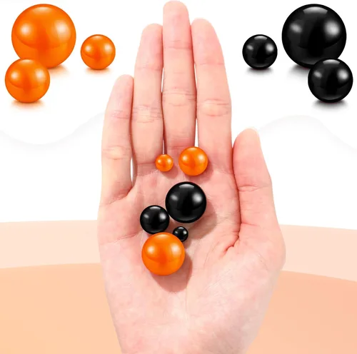 Vista 3 de Junkin 300 cuentas brillantes de imitación de perlas, sin agujero, color Negro y naranja