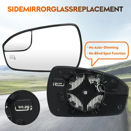Vista 5 de Youxmoto Espejo lateral calefactado, Vidrio para Ford Fusion 2013-2020, (1 par) Espejo convexo para lado izquierdo del conductor y lado derecho