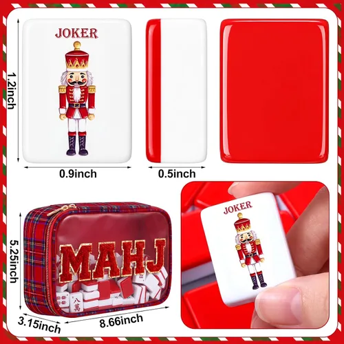 Vista 2 de Soulchen Red Green Plaid American Mahjong Tiles Accessory
