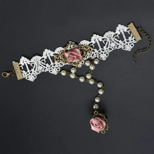 Vista 5 de EIGSO Gargantilla de encaje retro estilo gótico vintage con colgante de cadena de cuentas, vampiro para mujer