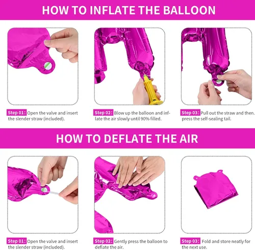 Vista 7 de Globos de papel de aluminio rosa intenso de 16 pulgadas con confeti, 21 unidades, unisex, para niños y adultos