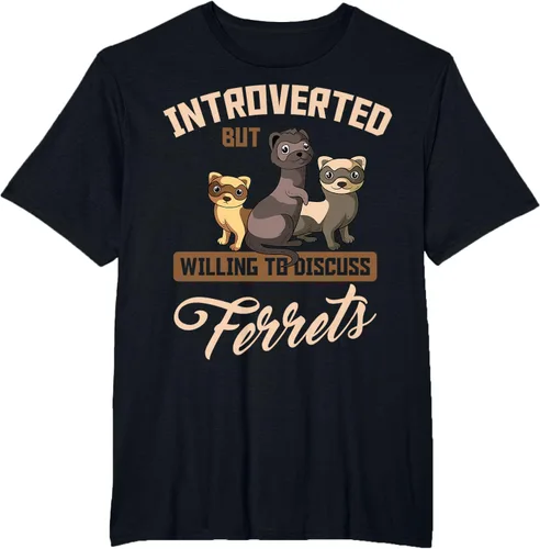 Vista 78 de Camiseta para amantes de los animales de los hurones, Negro, S