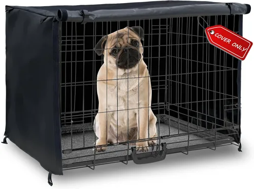 Vista 8 de Funda impermeable para jaula de perro de 24 pulgadas, para protección en exteriores e interiores, duradera, resistente al viento, ajuste universal