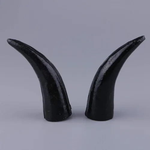 Vista 4 de 2 piezas de cuerno de buey de plástico, cuernos de toros, accesorios góticos para fotos, disfraz de Halloween - 4.7 in