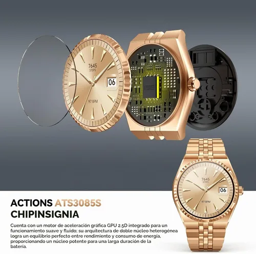 Vista 9 de Reloj inteligente de lujo para negocios, pantalla AMOLED HD de 1.32 pulgadas, llamadas Bluetooth 5.4, correa de acero inoxidable, más de 160 modos