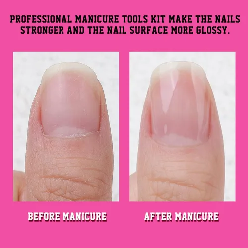 Vista 7 de FANDAMEI Limas de uñas y amortiguadores, herramientas de manicura kit de cuidado de uñas con lima de uñas, bloque de pulidor de uñas, cuidado