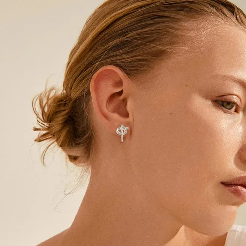 Vista 2 de 925 Sterling Silver CZ Stud Earrings Cubic Zirconia Tiny Ear Stud Gift for Women Girls