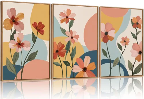 Vista 195 de FWIEXA Juego de Arte de Lienzo Bohemio Enmarcado para Pared, Cuadros Botánicos Verde Salvia Decoración de Pared, Impresiones de Arte de Plantas