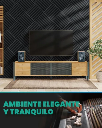 Vista 4 de Paquete de 52 paneles de espuma acústica, 1 paneles de espuma acústica de 12 x 12 pulgadas para paredes, paneles acústicos de alta densidad que