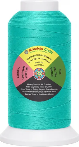 Vista 25 de Mandala Crafts Airforce Blue Tex 70 - Hilo de poliéster para tapicería 1500 Yds T70 UV Resistant Strong Thread for Leather Sewing, Marine