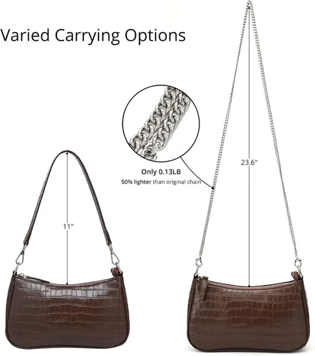 Vista 4 de Las mujeres de cuero genuino pequeño bolso de hombro Crossbody clásico embrague monederos 90s Y2k bolsos