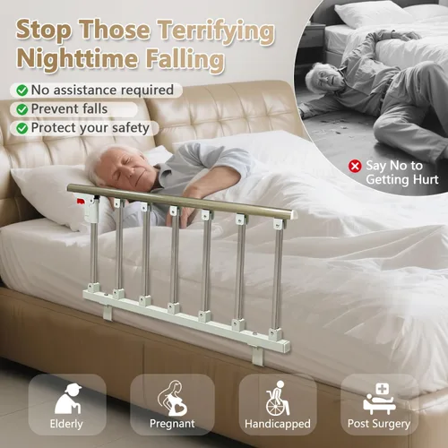 Vista 6 de Rieles de cama para adultos mayores de seguridad, asistencia plegable para personas mayores, barandillas de noche, barandillas laterales