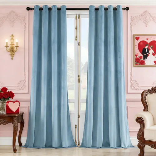 Vista 8 de SNITIE Cortinas de terciopelo de 84 pulgadas de largo con ojales, color verde militar, súper suaves, con aislamiento térmico y reducción de ruido