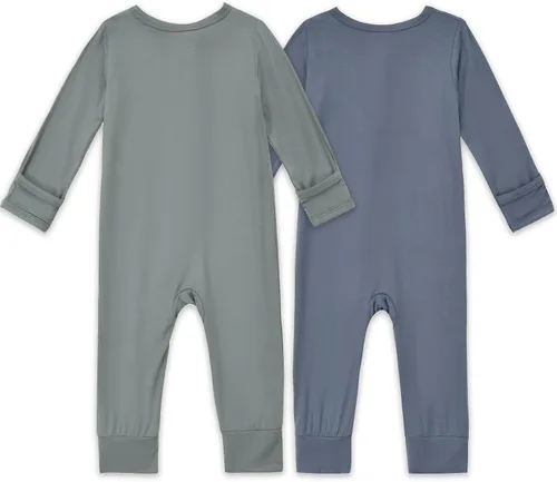 Vista 4 de Aablexema Pijama sin pies con cremallera y mitón, rayón de bambú, pijama de manga larga para bebé