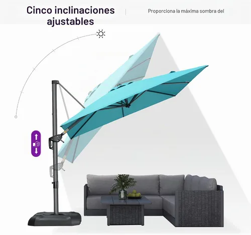 Vista 526 de PURPLE LEAF Paraguas al aire libre con base 8' x 8' protección solar verde Manzana Verde (Apple Green)