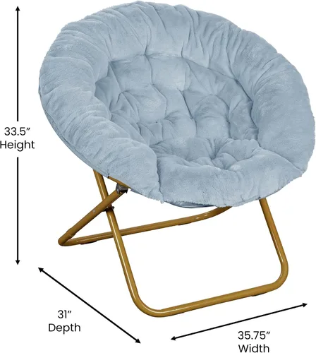 Vista 3 de Flash Furniture Gwen - Silla plegable de gran tamaño con otomana, silla lunar de piel sintética, marco de acero duradero, para dormitorio