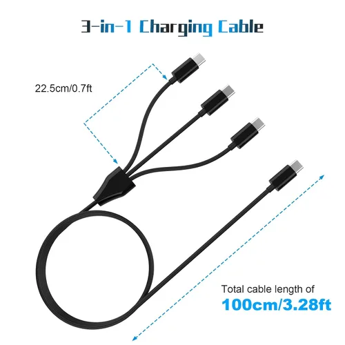 Vista 7 de Cable de carga USB C a USB C 3 en 1, cable USB C compatible con DJI Mini 3 Pro, Mavic 3, Air 2S, Avata Drone DJI FPV, controlador remoto