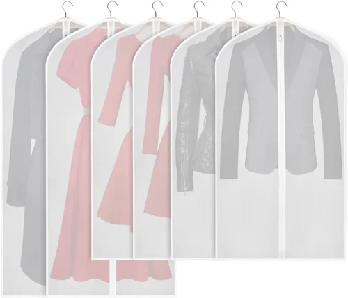 Vista 13 de Zilink Bolsas de ropa transpirables para abrigo de piel de 43", bolsas de traje para almacenamiento en armario, fundas transparentes para chaqueta