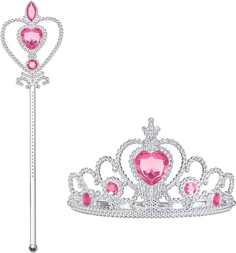 Vista 9 de Vicloon Princess Dress Up Accessories, 2PCS Princess Crown and Wands for Little Girls, Jewelry Toy Gifts Set Christmas