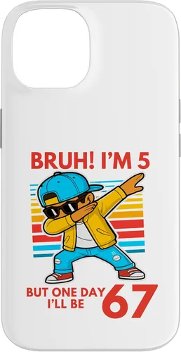 Vista 4 de Bruh I'm 5 But One-Day I'll Be 67 Retro 5th Birthday Kids Case for iPhone 17