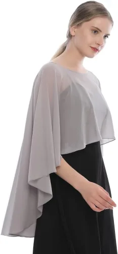 Vista 4 de LMVERNA Chal para mujer, capas formales de gasa, ligeras, transparentes, para cubrir el vestido