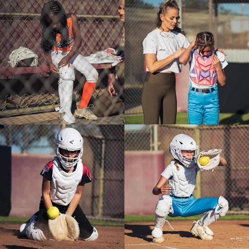 Vista 5 de Easton Jen Schro My Very First Youth Softball Catcher’s Set Helmet, Leg Guards & Chest Protector Included