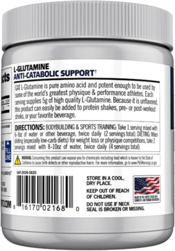 Vista 3 de GAT SPORT L-Glutamina Sin Sabor 10.58oz 10.58 oz