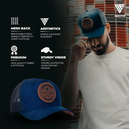 Vista 64 de Urban Effort Gorra trasera de malla, para hombres y mujeres, gorra de béisbol de 5 paneles, gran cierre a presión para caza y senderismo