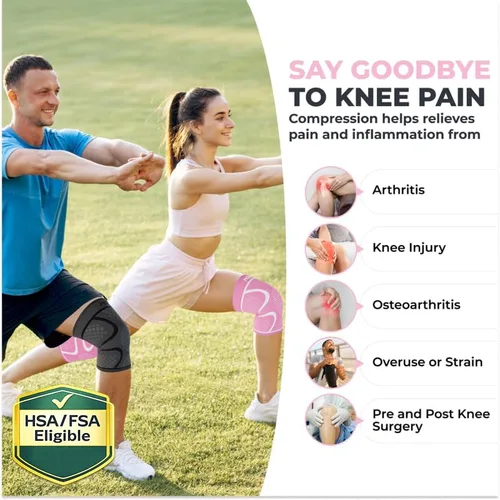 Vista 2 de Modvel Paquete de 2 rodilleras para mujeres y hombres – Rodilleras de compresión de entrenamiento para aliviar el dolor de rodilla, apoyo articular