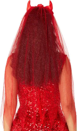 Vista 3 de Rubie's Accesorio de disfraz de velo villano para mujer, rojo, talla única de EE. UU, Rojo