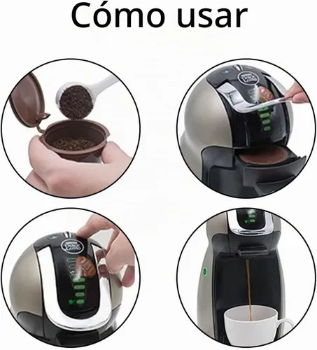 Vista 4 de Juego de 5 filtros de café recargables compatibles con cápsulas de café Dolce Gusto compatibles con Nescafe Dolce Gusto cápsula reutilizable
