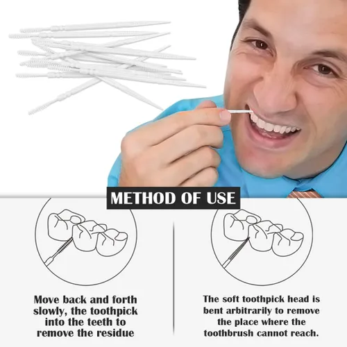 Vista 4 de FERCAISH Palillo de dientes interdental desechable de doble cabeza, 1060 piezas, cepillo de plástico, palillos de dientes para el cuidado bucal