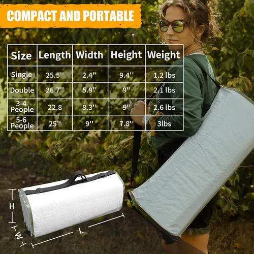 Vista 4 de Foam Sleeping Pad for Camping - AYAMAYA Foldable Camping Mattress for 1/2/3/4/5/6 Person, Extra Thick Waterproof Tent Footprint Inner Camping Mat