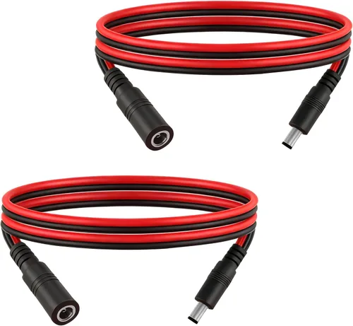 Vista 8 de Cable de extensión de alimentación CC de 1.6 pies de 0.217 in x 0.098 in, conector 5525 de 14 AWG macho a hembra, cable de conexión para tiras