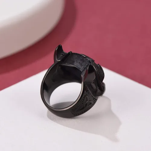 Vista 7 de FaithHeart Norse Viking Jewelry - Anillo de acero inoxidable de guerrero para hombre con diseño vikingo de cabeza de lobomartillo de Thor
