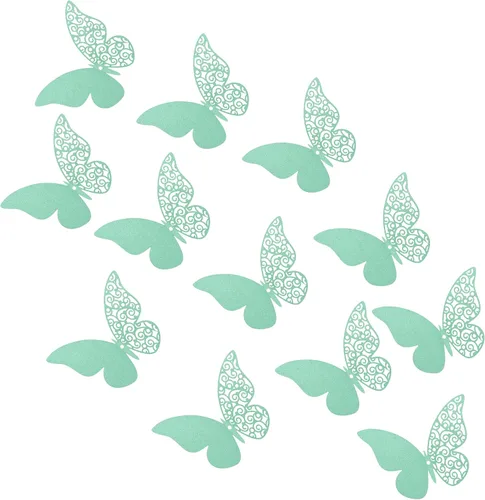 Vista 13 de 12 calcomanías de pared de mariposa 3D, decoración de pared de bricolaje, mariposas de papel extraíbles, decoración de dormitorio de niños y boda