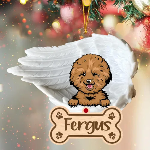 Vista 32 de Adorno de perro afgano de 1 ángel, adorno acrílico 2D personalizado conmemorativo para perros, regalo por pérdida de mascotas, regalo
