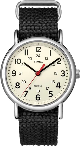 Vista 8 de Timex Weekender 38mm Unisex Analog Watch INDIGLO Backlight Adjustable Durable Nylon Fabric Slip Through Strap 24 Hour Time