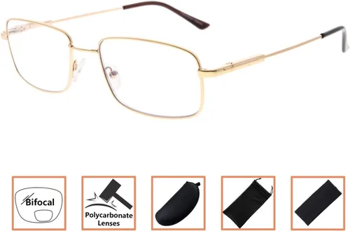 Vista 6 de BFOCO Gafas de lectura progresivas multienfoque anti UV para hombre, 3 niveles, lectores de visión para mujer (dorado, +1.00)