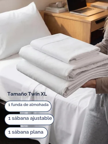 Vista 4 de Extra Deep Twin XL Sheet Set - 3 Piece College Dorm Room - White 01-Blanco