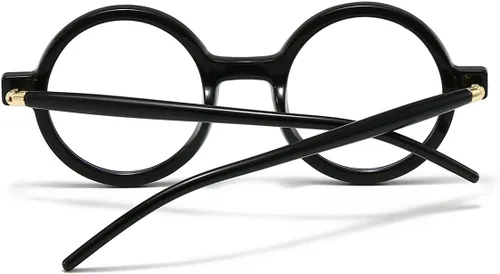 Vista 4 de Gleyemor Gafas redondas retro para hombres y mujeres, marcos de gafas circulares vintage, para disfraz, cosplay, lentes anti luz azul