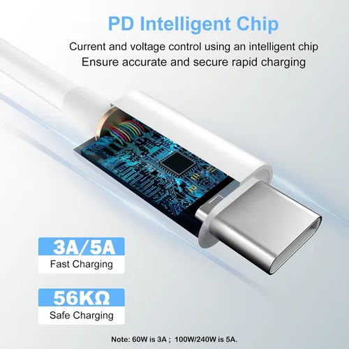 Vista 2 de Paquete de 2 cables de carga USB C a USB C de 3 pies y 60 W, cable de carga rápida tipo C a tipo C, para iPhone 16 E/17/Air/15/Pro/Plus/Pro Max