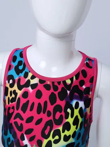 Vista 5 de JEATHA Conjunto de camiseta sin mangas con pantalones para niñas y niñas, para gimnasia, yoga, entrenamiento, ropa deportiva