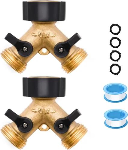 Vista 10 de Paquete de 1/2/4 Divisor de manguera de 2 vías, para conector de manguera de 3/4", con arandelas de goma y cintas