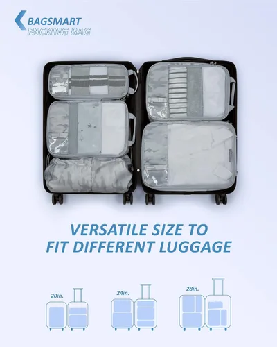 Vista 3 de BAGSMART - Juego de 6 cubos de compresión para maletas, juego de 6, 4 y 2, cubos organizadores de viaje, juego de bolsas expandibles, organizadores