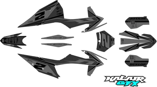 Vista 3 de Kit de gráficos para KTM Enduro 4-Stroke 250 XC-F, 350 XC-F y 450 XC-F años 2019, 2020, 2021 y 2022 Razor Series Azul-verde 16 Mil - Adhesivo