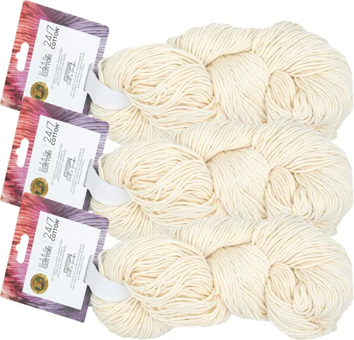 Vista 38 de Lion Brand Yarn - Hilo ligero 24/7 de algodón para tejer, hacer ganchillo y manualidades, Ámbar, paquete de 1 Light Worsted 100% Mercerized Cotton